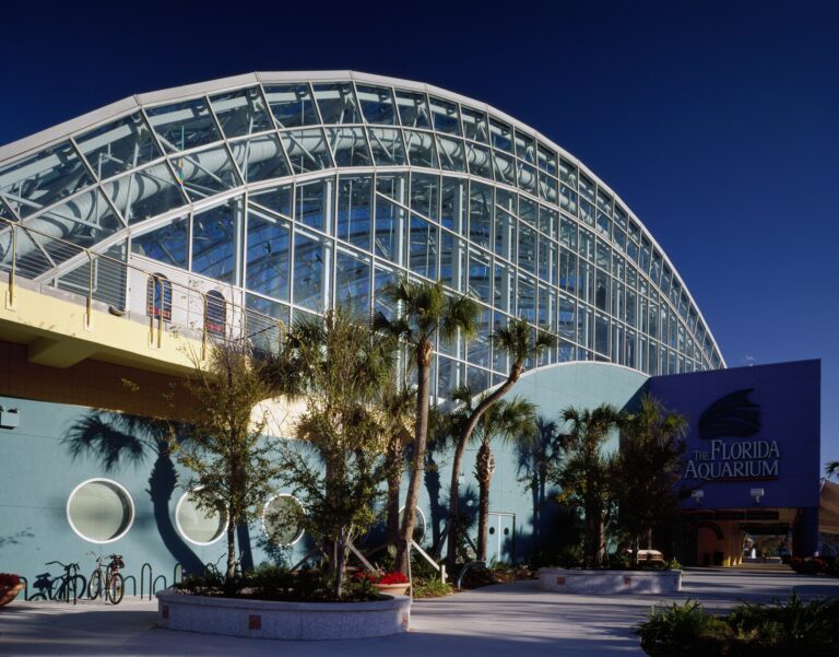 The Florida Aquarium exterior with its distinctive glass dome, Channelside, Tampa
