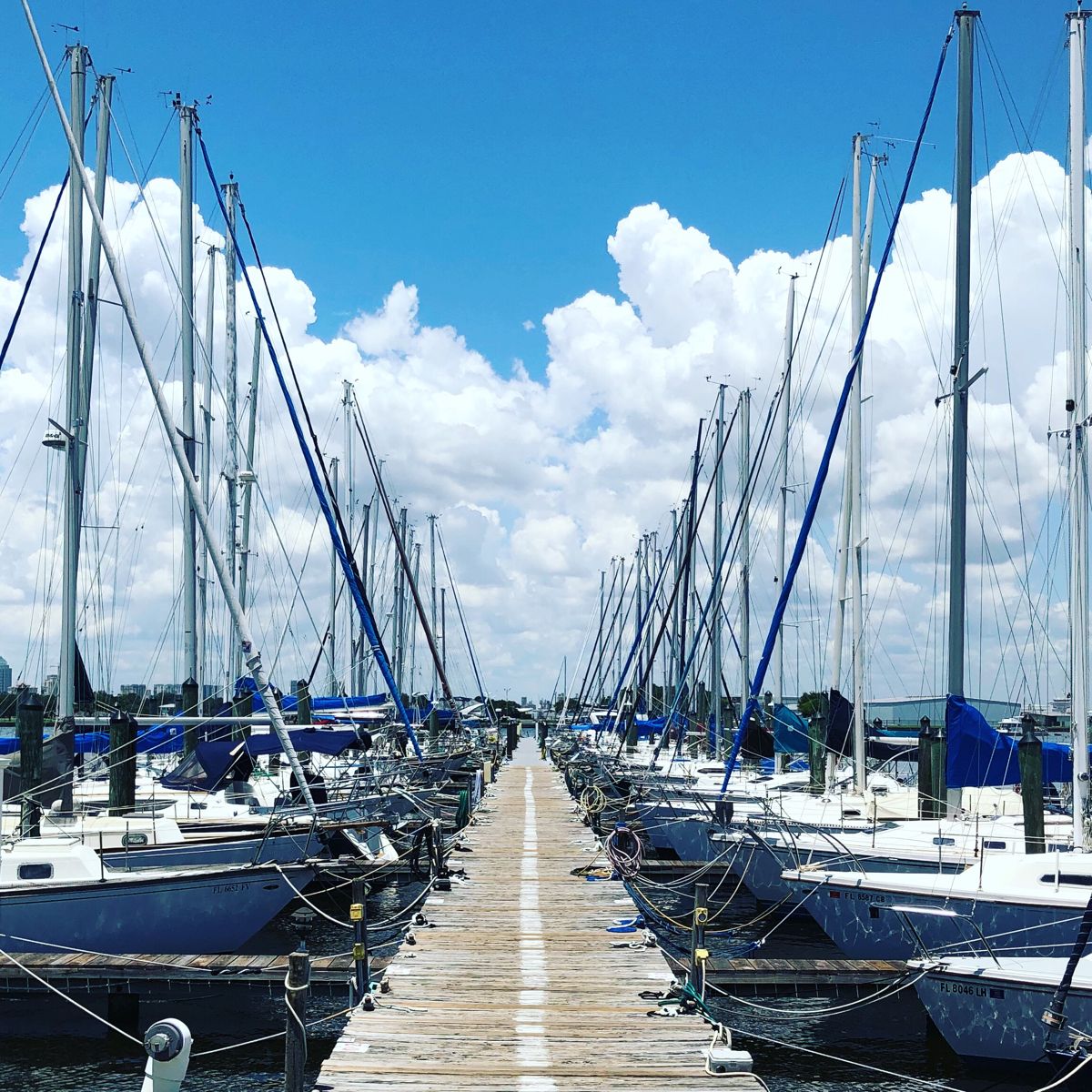 Sailing docks at the Davis Islands Yacht Club in Tampa, Florida