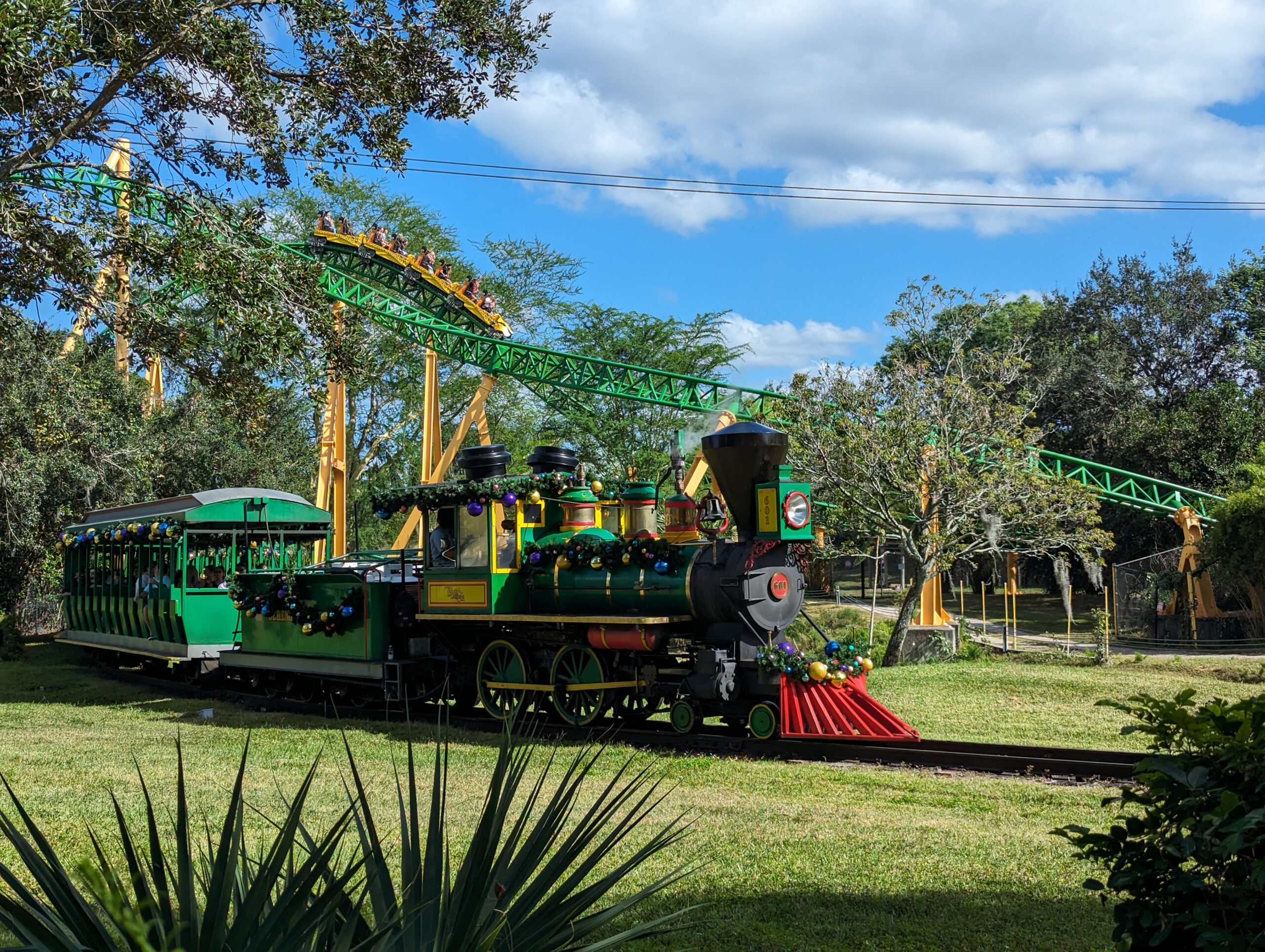 Serengeti Express train and Cheetah Hunt roller coaster at Busch Gardens Tampa Bay